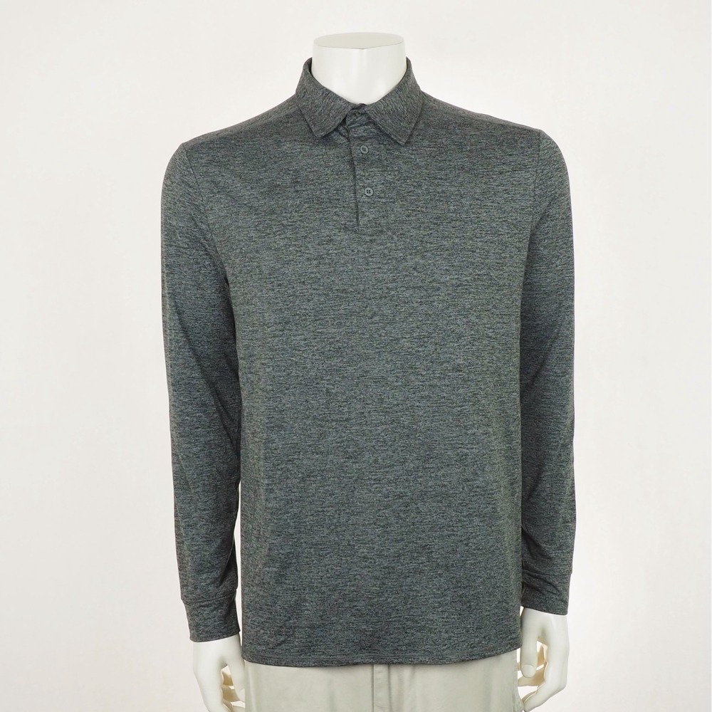 Quince Flowknit Breeze Performance Golf Polo Shirt Mens Medium Charcoal Gray